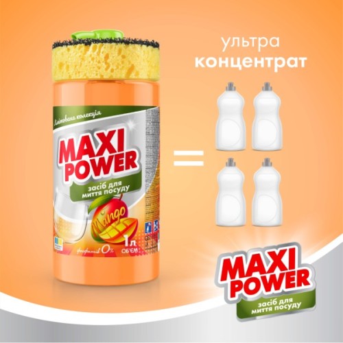 Засіб для ручного миття посуду Maxi Power Манго 1 л (4820204702076)