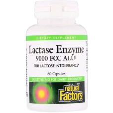 Вітамінно-мінеральний комплекс Natural Factors Ензим Лактази, Lactase Enzyme, 9000 FCC ALU, 60 Капсул (NFS-01740)