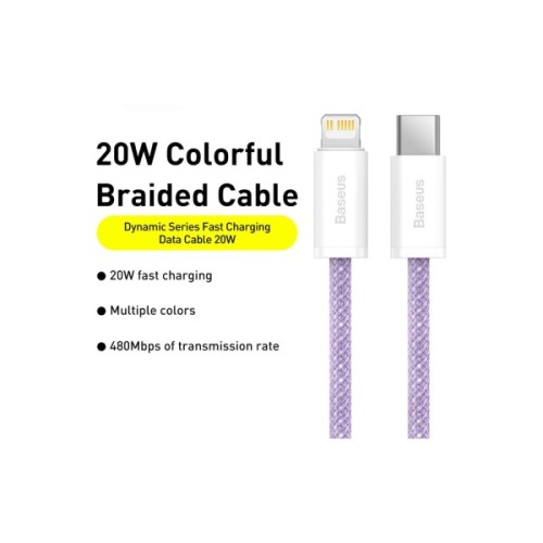 Дата кабель USB-C to Lightning 2.0m 20W purple Baseus (CALD000105)