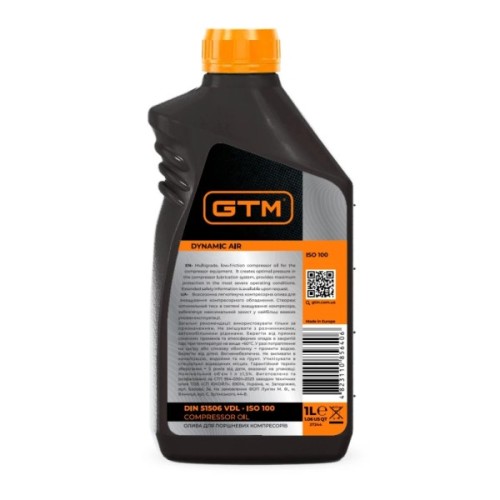 Компресорна олива GTM 1л ISO 100 (Dynamic Air)