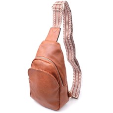 Сумка Vintage Жіноча через плече з екошкіри з акцентом на текстильну лямку Руда (22780)