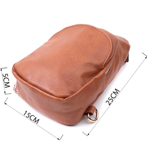 Сумка Vintage Жіноча через плече з екошкіри з акцентом на текстильну лямку Руда (22780)