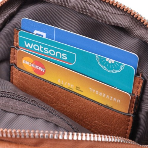 Сумка Vintage Жіноча через плече з екошкіри з акцентом на текстильну лямку Руда (22780)