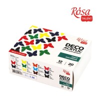 Акрилові фарби Rosa для декору матові 12 кол по 20 мл (4823098511717)