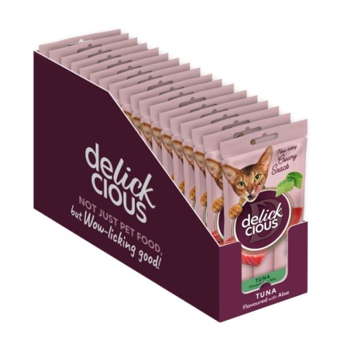 Ласощі для котів Delickcious Тунець з додаванням алое 4 х 15 г (4820269141605)