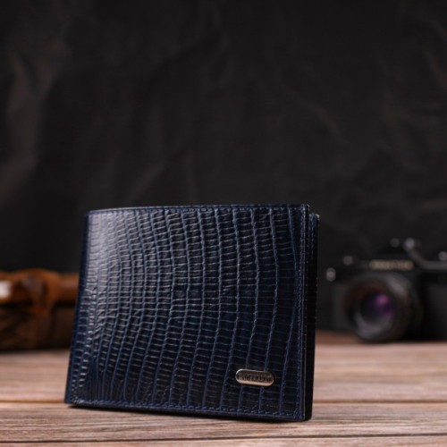 Гаманець Canpellini Без застібки з натуральної шкіри Синій (21760)