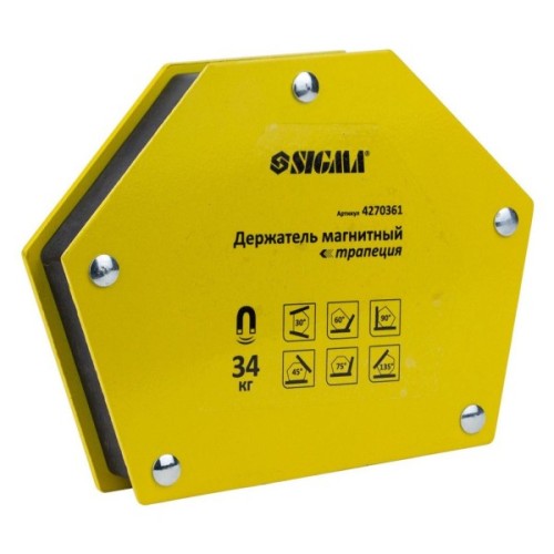 Магніт для зварювання Sigma трапеція 34кг 105x65x65x45мм (30,45,60,75,90,135 °) (4270361)