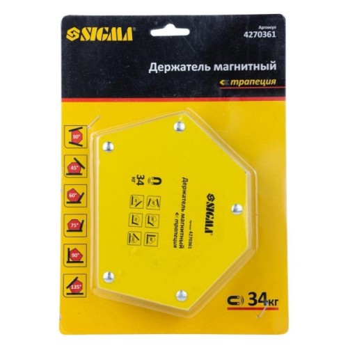 Магніт для зварювання Sigma трапеція 34кг 105x65x65x45мм (30,45,60,75,90,135 °) (4270361)