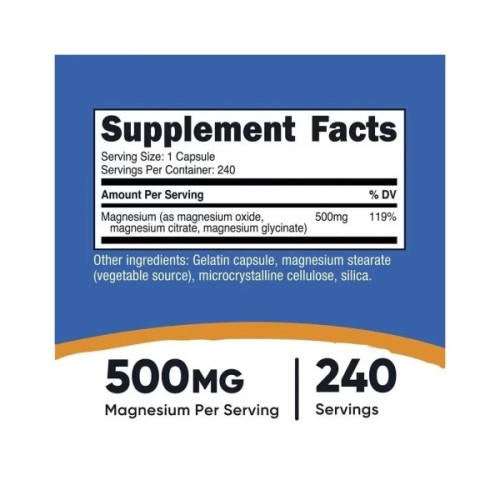 Вітамінно-мінеральний комплекс Nutricost Магнієвий комплекс, 500 мг, Magnesium Complex, 240 капсул (NCS67277)