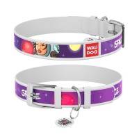 Нашийник для тварин WAUDOG Design з QR паспортом "Більше космосу" M Ш 20 мм Д 29-38 см білий (0020-0126-15)
