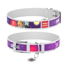Нашийник для тварин WAUDOG Design з QR паспортом "Більше космосу" M Ш 20 мм Д 29-38 см білий (0020-0126-15)