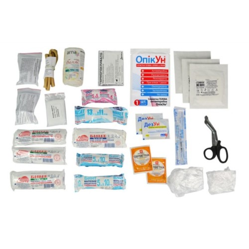 Автомобільна аптечка Poputchik -1 (АМА-1) згідно ДСТУ 3961-2000 футляр м'який червоний 25х1 (02-010-М)