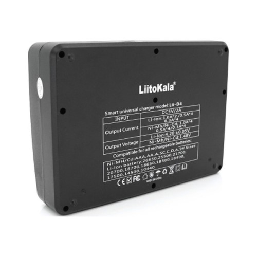 Зарядний пристрій для акумуляторів Liitokala 4 Slots, Ni-MH/Ni-CdAA,AAA,C, Li-ion/IMR32650,21700,18650 (Lii-D4)