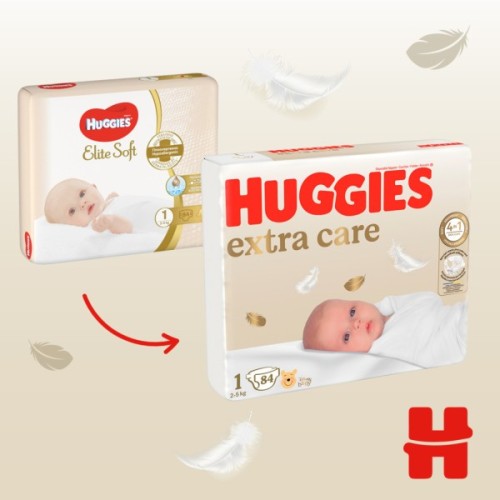 Підгузки Huggies Extra Care Розмір 1 (2-5 кг) 84 шт (5029053578057)