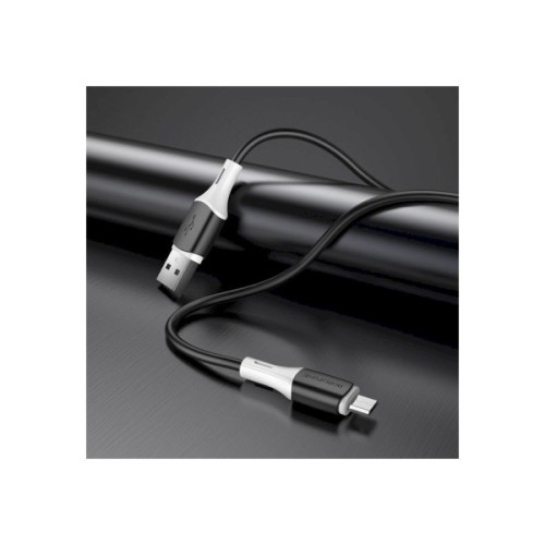 Дата кабель USB 2.0 AM to Micro 5P 1.0m 2.4A silicone BX79 black BOROFONE (6974443384765)