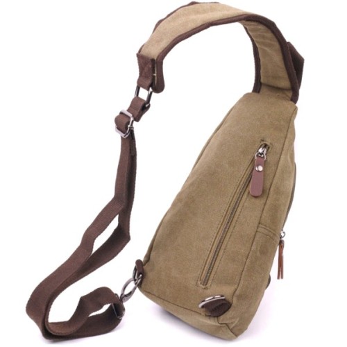 Сумка Vintage Через плече з кабелем USB чоловіча з текстилю Оливкова (21223)