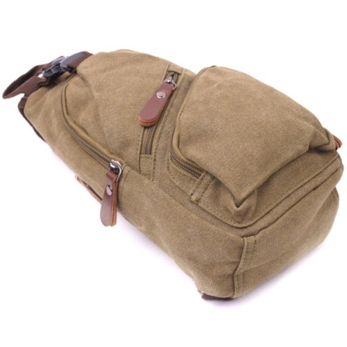 Сумка Vintage Через плече з кабелем USB чоловіча з текстилю Оливкова (21223)