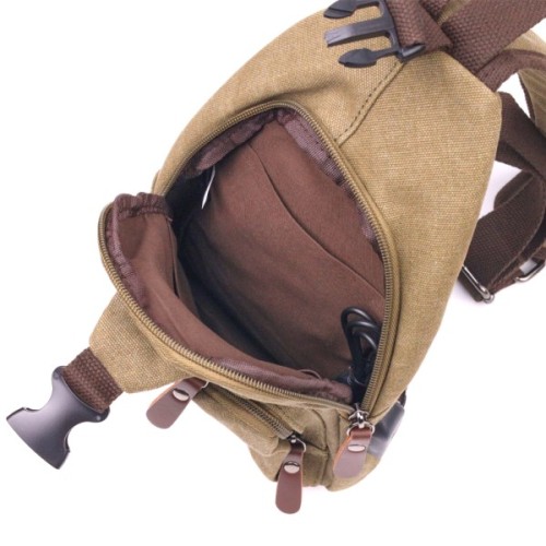 Сумка Vintage Через плече з кабелем USB чоловіча з текстилю Оливкова (21223)