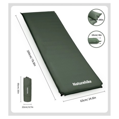 Матрац надувний Naturehike CNK2450WS020, 200х63х10 см, темно-зелений (6927595712740)