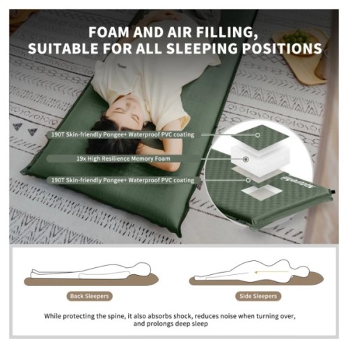 Матрац надувний Naturehike CNK2450WS020, 200х63х10 см, темно-зелений (6927595712740)