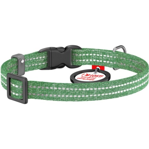 Нашийник для тварин WAUDOG Re-cotton з QR паспортом для котів та дрібних порід собак XS зелений (164018)