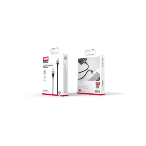 Дата кабель USB 2.0 AM to USB-C 1.0m 2.4A double-sided NB188 gray XO (6920680879700)