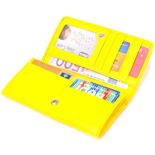 Гаманець Canpellini З натуральної шкіри флотар Лимонний (21612)