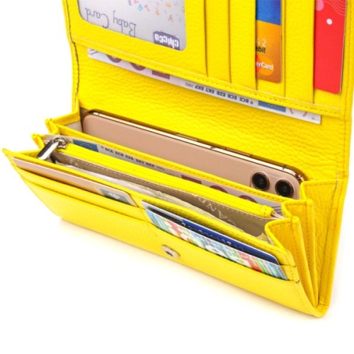 Гаманець Canpellini З натуральної шкіри флотар Лимонний (21612)