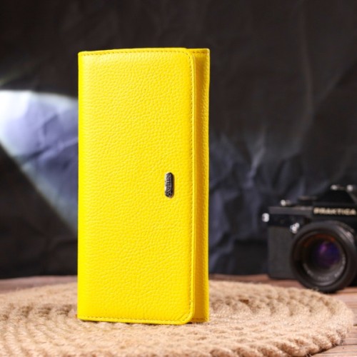 Гаманець Canpellini З натуральної шкіри флотар Лимонний (21612)