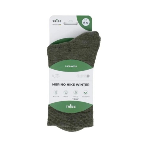 Шкарпетки Tribe Merino Hike Winter T-KB-0025-olive, 38-40 (T-KB-0025-olive-38-40)