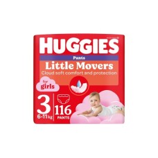 Підгузки Huggies Little Movers/Pants 3 M-Pack 6-11 кг для дівчаток 116 шт (5029054568033)