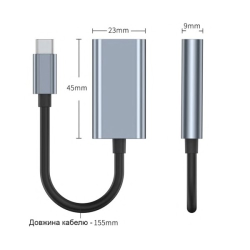 Перехідник USB-C to HDMI F USB 3.0 4K60Hz dark gray Dynamode (DM-AD-USB-C-HDMI)