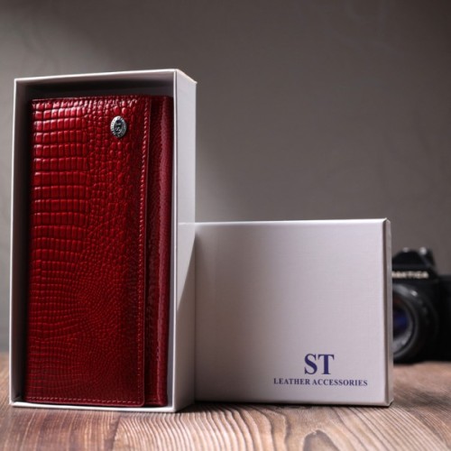 Гаманець ST Leather З натуральної шкіри Червоний (22680)