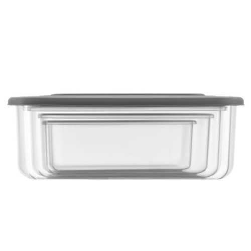 Харчовий контейнер Ardesto Fresh Набір 0.25/0.5/0.75/1.2л, пластик, прямокутна, сірий (AR1312R)