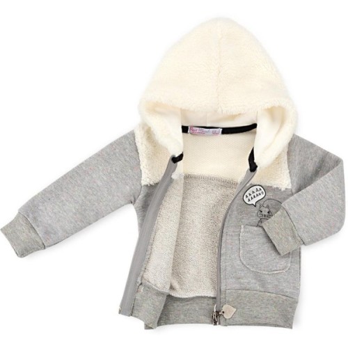 Кофта дитяча Haknur на блискавки з хутряним капюшоном (6943-68G-gray)