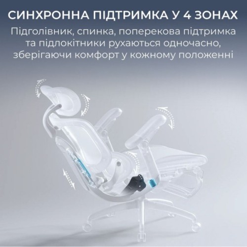Офісне крісло Sihoo C300 PRO V2, White, з підставкою для ног (C300-PRO-V2-B102-JT)
