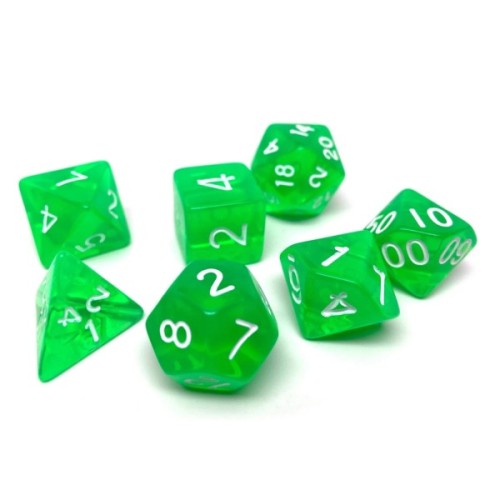 Набір кубиків для настільних ігор Games 7 Days Transparent 7 Dice Set - Green (g7dtran05)