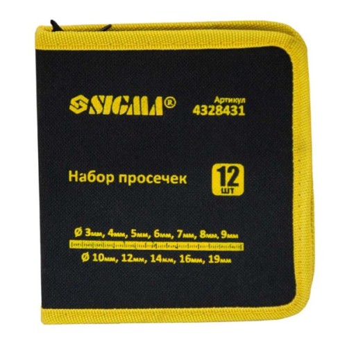 Пробійник Sigma 12шт 3-10, 12, 14, 16, 19мм (чохол) (4328431)
