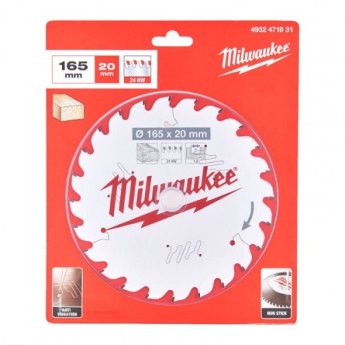 Диск пильний Milwaukee PFTE THIN KERF, 165х20х1,6мм, 24 зуб. (4932471931)