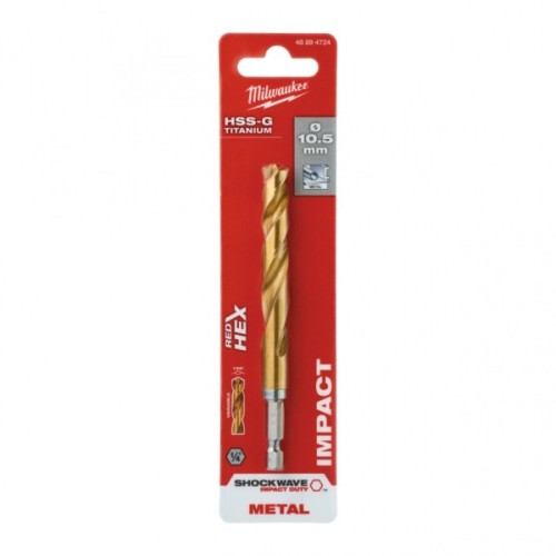Свердло Milwaukee по металу RedHEX HSS-G TiN, 10,5мм (48894724)