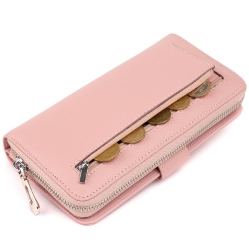 Гаманець ST Leather Зі шкіри жіночий Рожевий (19303)