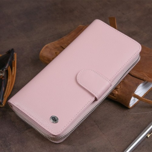 Гаманець ST Leather Зі шкіри жіночий Рожевий (19303)