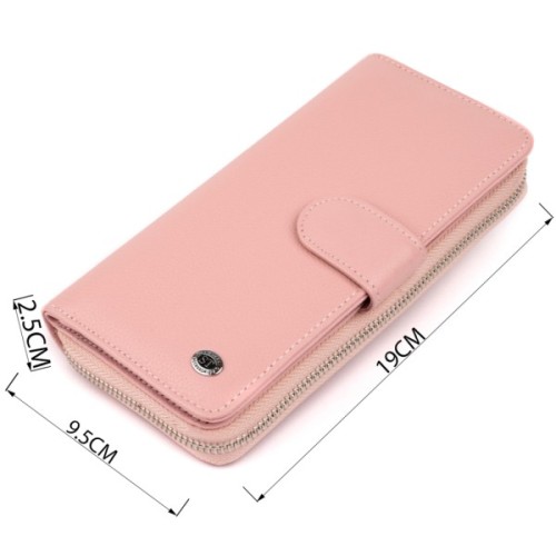 Гаманець ST Leather Зі шкіри жіночий Рожевий (19303)