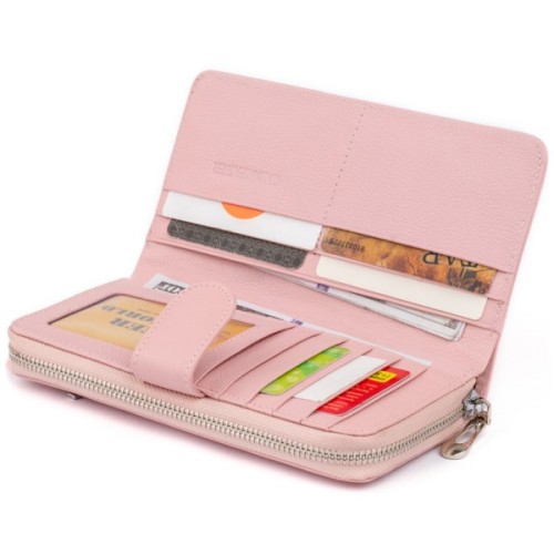 Гаманець ST Leather Зі шкіри жіночий Рожевий (19303)