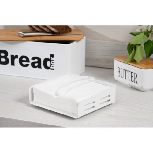 Серветниця Ardesto Midori 18х18х6.5см, метал, біла (AR0906W)