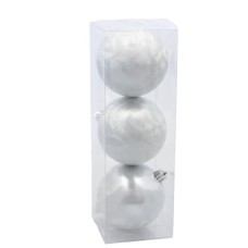 Ялинкова іграшка Chomik пластикові кульки 3 шт, 8см, сріблясті (5900779893870_1)