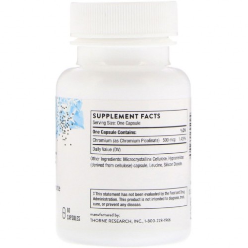 Мінерали Thorne Research Хром Пиколинат 500 мкг, Chromium Picolinate, 60 капсул (THR-25502)