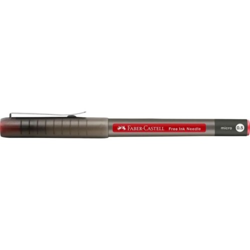 Ролер Faber-Castell Free Ink Needle Micro, колір чорнила червоний, 0,5 мм, одноразова (31406)