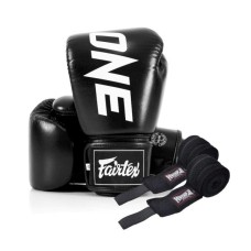 Боксерські рукавички Fairtex BGV1-ONE (натуральна шкіра) Black 12 унцій (бинти в комплекті) (BGV1-ONE_12oz_Black)