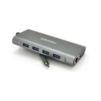 Концентратор VEGGIEG USB-C 7-in-1 USB-C + 3xUSB 3.0 + HDMI + 3.5mm + SD/TF + RJ45 0.1m silver (TC11-S)
